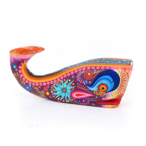 Vibrant Whale (Purple) - Oaxacan Alebrije Wood Carving - CEMCUI