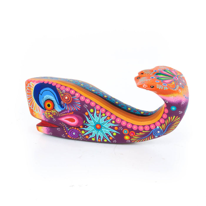 Vibrant Whale (Purple) - Oaxacan Alebrije Wood Carving - CEMCUI