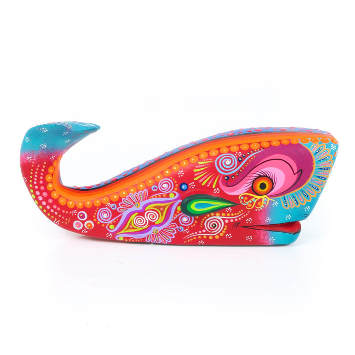 Vibrant Whale (Red) - Oaxacan Alebrije Wood Carving - CEMCUI