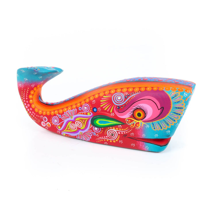 Vibrant Whale (Red) - Oaxacan Alebrije Wood Carving - CEMCUI