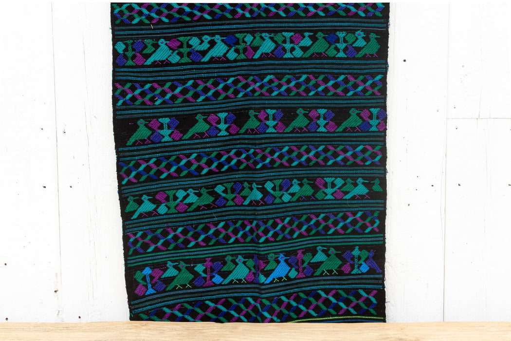 Vintage Mayan Azul Huipil Runner - CEMCUI