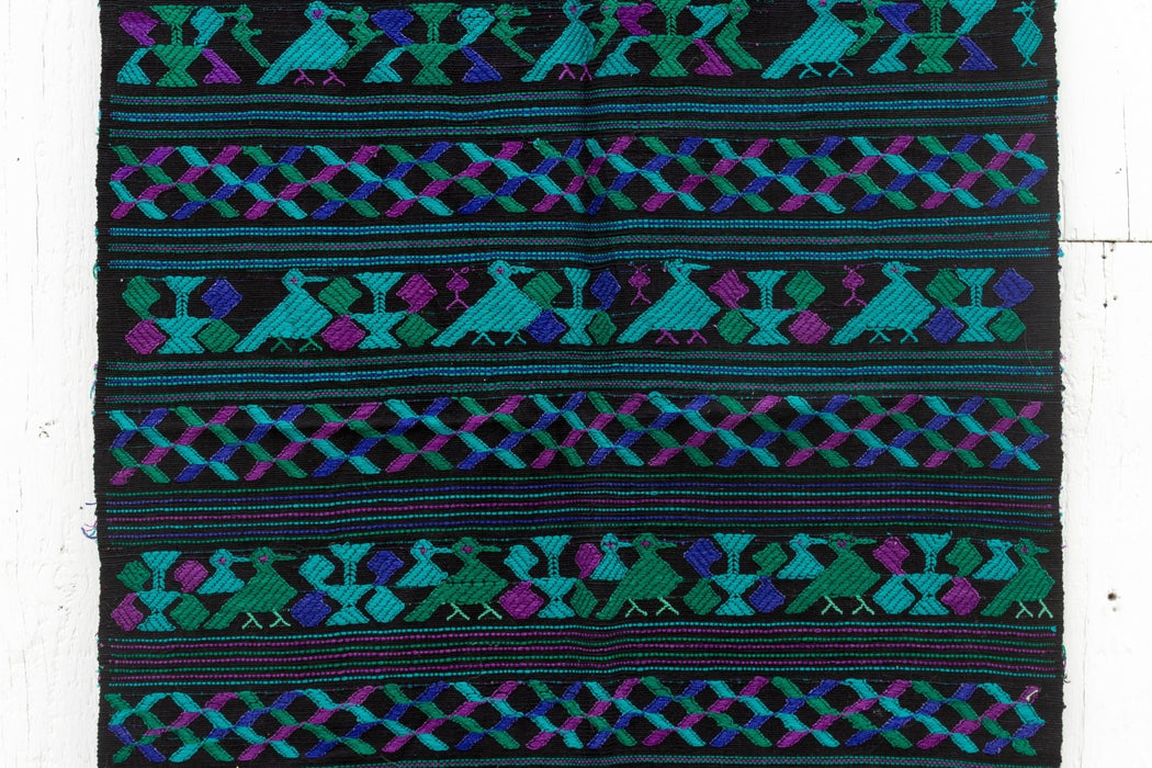 Vintage Mayan Azul Huipil Runner - CEMCUI