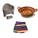 Viva México Fiesta Set: Heart - Shaped Molcajete, Clay Cazuela & Sarapes - CEMCUI