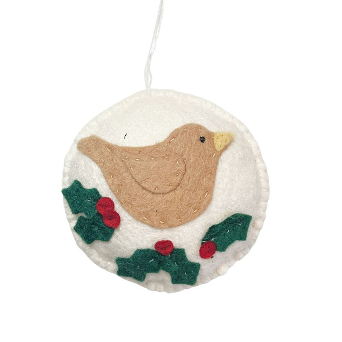 Whimsical Felt Bird Ornament - Cream - CEMCUI