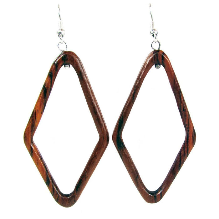 Wood Diamond Hoop Earrings - CEMCUI