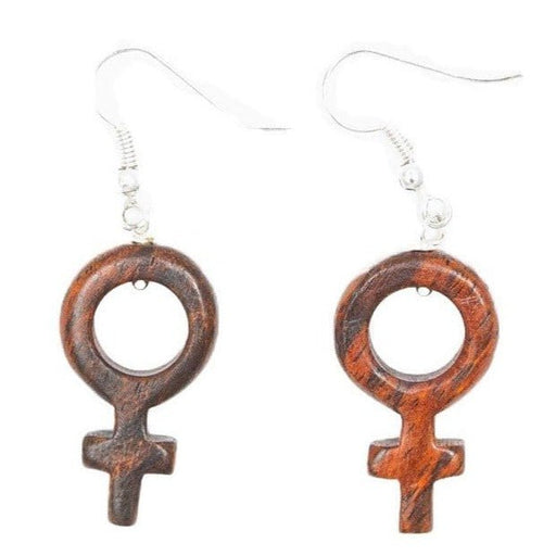 Wood Female Symbol Earrings - CEMCUI