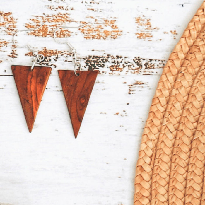 Wood Triangle Earrings - CEMCUI