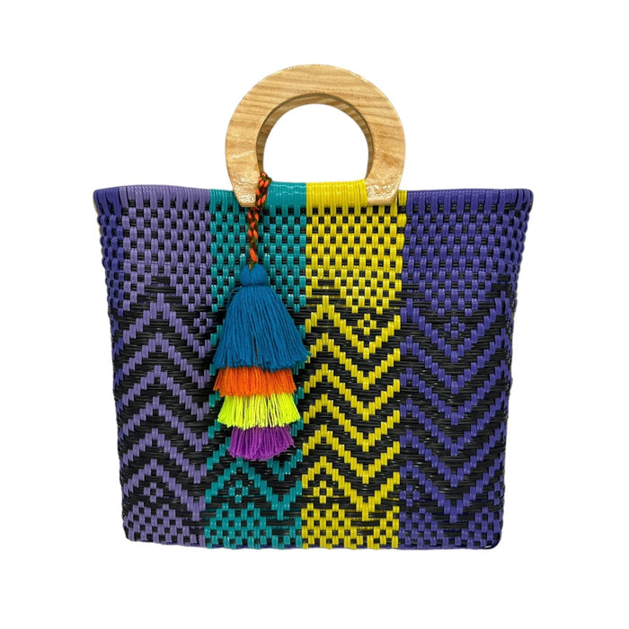 Wooden Handle Handwoven Tote - CEMCUI