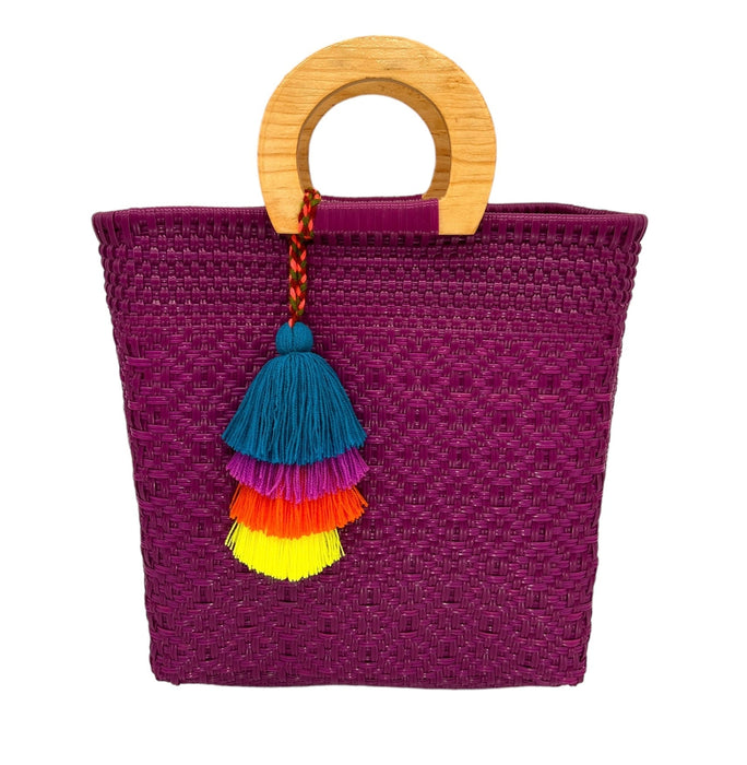 Wooden Handle Handwoven Tote - CEMCUI