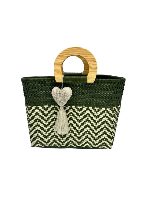 Wooden Handle Handwoven Tote - CEMCUI