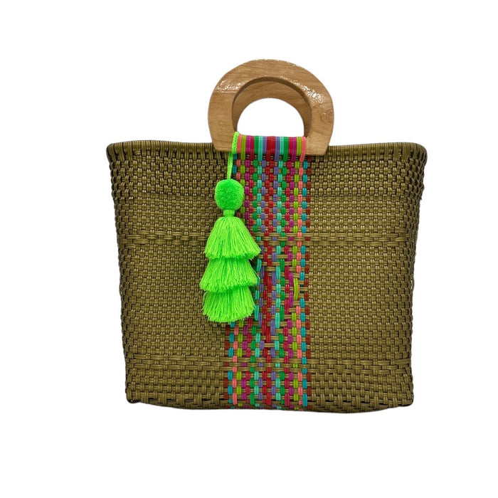 Wooden Handle Handwoven Tote - CEMCUI