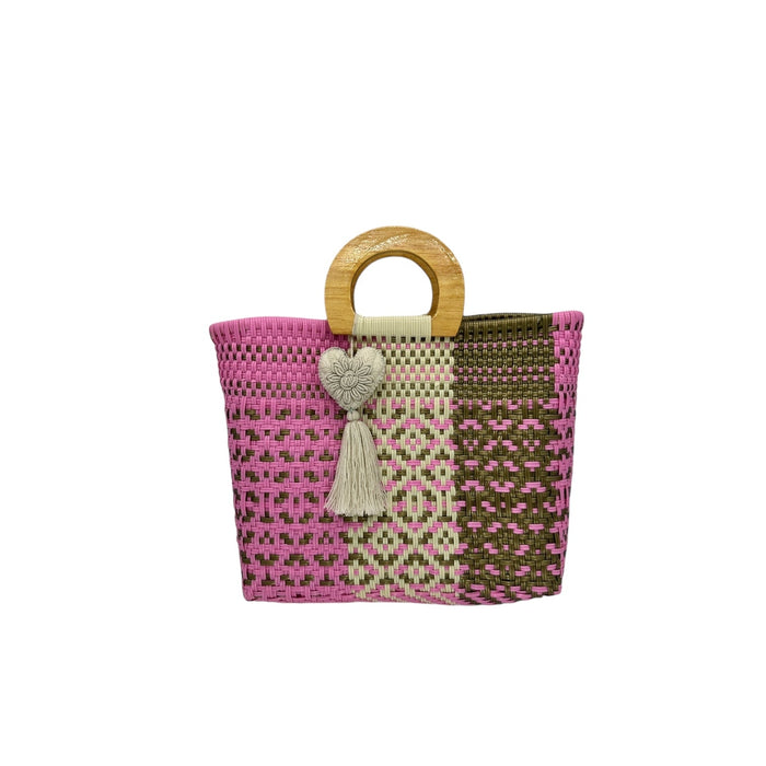 Wooden Handle Handwoven Tote - CEMCUI