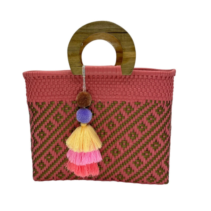 Wooden Handle Handwoven Tote - CEMCUI