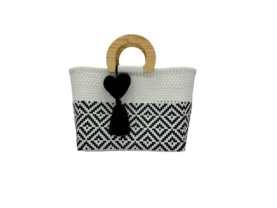 Wooden Handle Handwoven Tote - CEMCUI