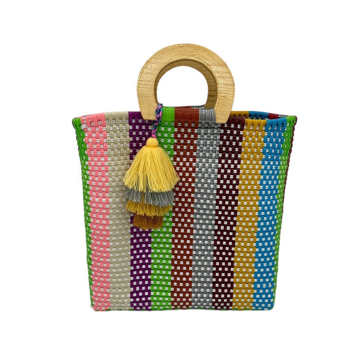 Wooden Handle Handwoven Tote - CEMCUI