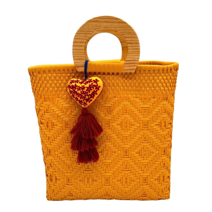 Wooden Handle Handwoven Tote - CEMCUI