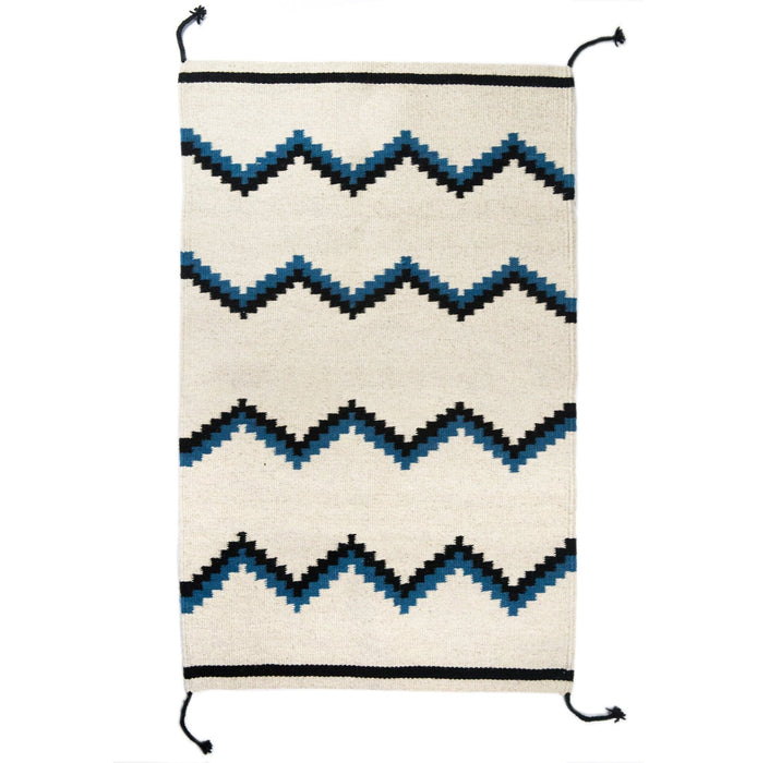 Zapotec Blue & Black Zig Zag Rug #6 - CEMCUI