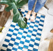 Zapotec Checkered Rug in Blue & Ivory - CEMCUI