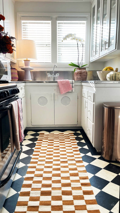 Zapotec Checkered Rug in Umber & Ivory - CEMCUI