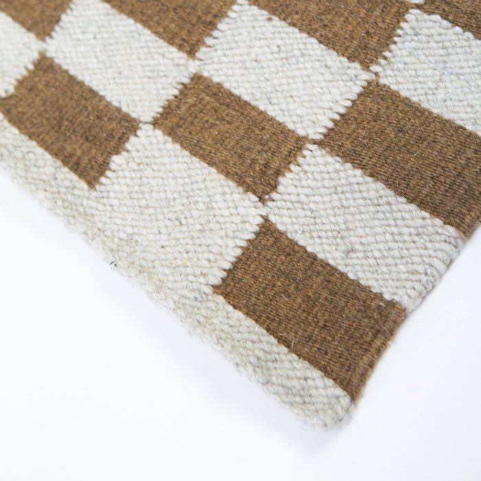 Zapotec Checkered Rug in Umber & Ivory - CEMCUI