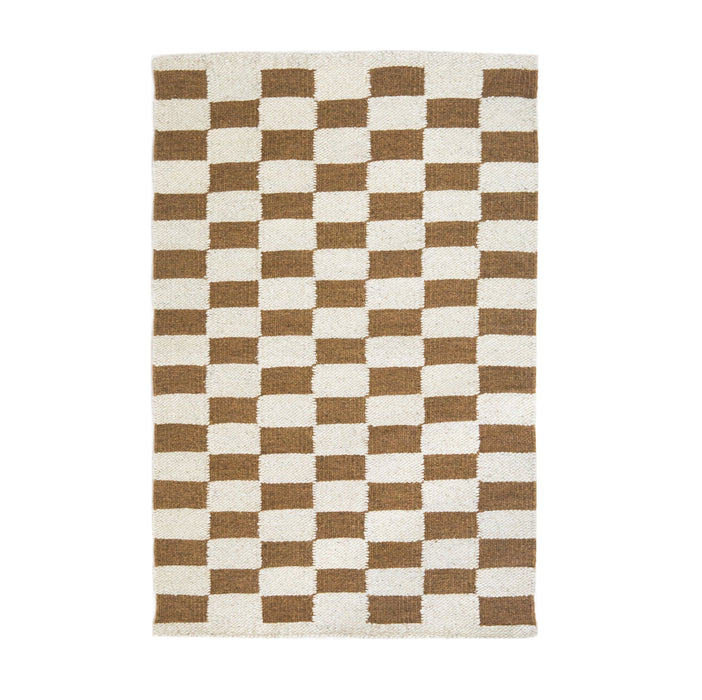 Zapotec Checkered Rug in Umber & Ivory - CEMCUI