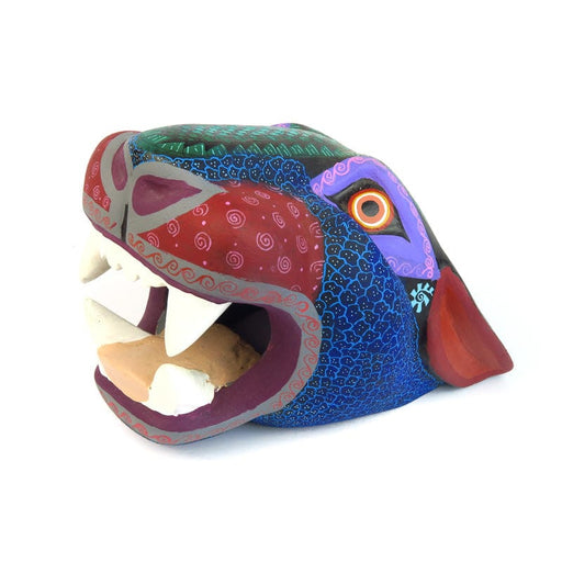 Zapotec Jaguar Head - Oaxacan Alebrije Wood Carving - CEMCUI