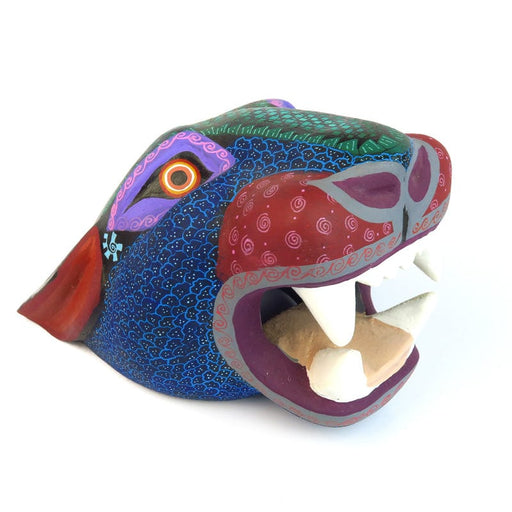 Zapotec Jaguar Head - Oaxacan Alebrije Wood Carving - CEMCUI