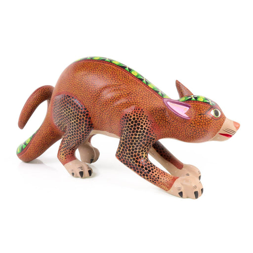 Zapotec Pouncing Cat - Oaxacan Alebrije Wood Carving - CEMCUI