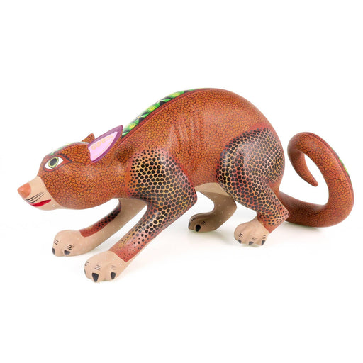 Zapotec Pouncing Cat - Oaxacan Alebrije Wood Carving - CEMCUI