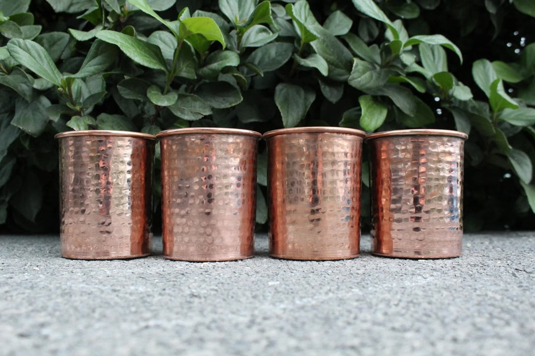 4 Hammered Copper Cups 17 Oz Artesanal - CEMCUI