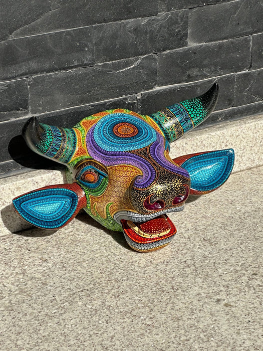 Artisanal Wooden Bull "Toro" Alebrije Margarito Melchor’s Artisanal Wooden Bull - Unique Piece - Handcrafted and Vibrantly Handpainted, Unique Mexican Folk Art - CEMCUI