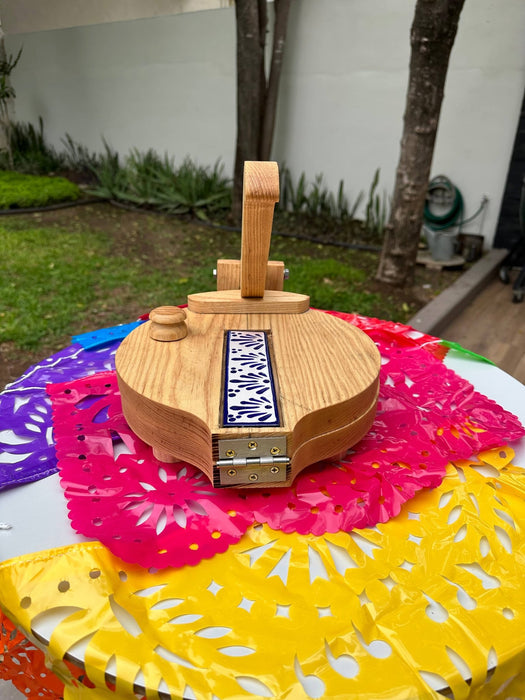 Craft by Order - Fresno Wood Tortilla Press with Talavera Detailing - 10 inches (Prensa para Tortillas) - CEMCUI