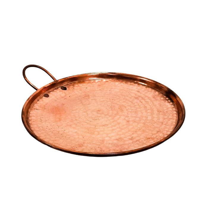 Craft by Order - Hand-Hammered 11-Inch Copper Comal with Handle - CEMCUI