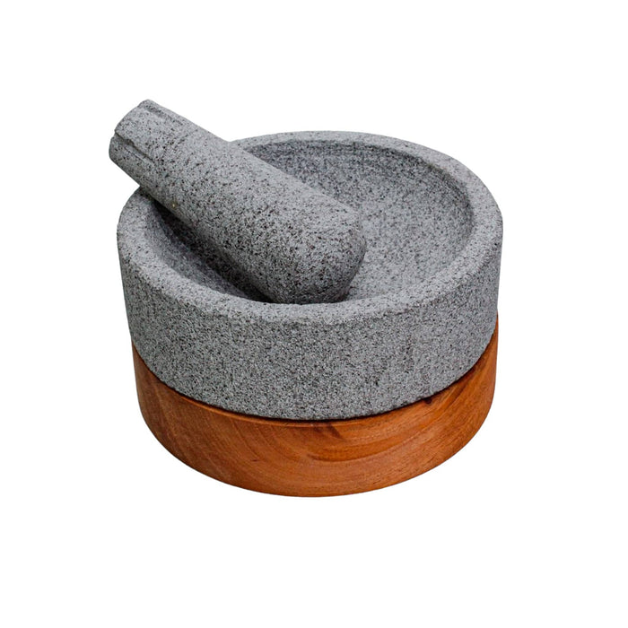 Large (11-12) Mexican Molcajete Hand-Carved from 100% Volcanic Stone Angular Base