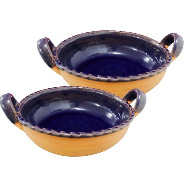 Craft by Order  - Rustic Pair of Clay Cazuelas - Authentic Mexican Cookware for Homestyle Dishes